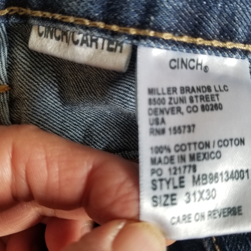 Cinch Carter 100% cotton relaxed fit medium wash denim jeans 31 - Picture 4 of 9